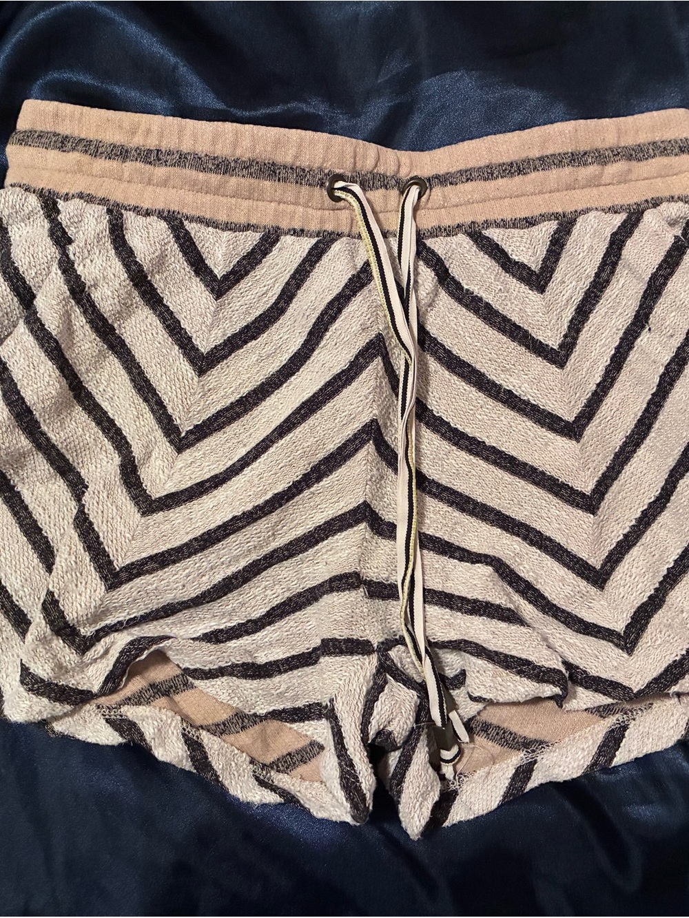 Striped Chevron Terry Shorts - Beige/Black Saturday/Sunday from Anthropologie XS